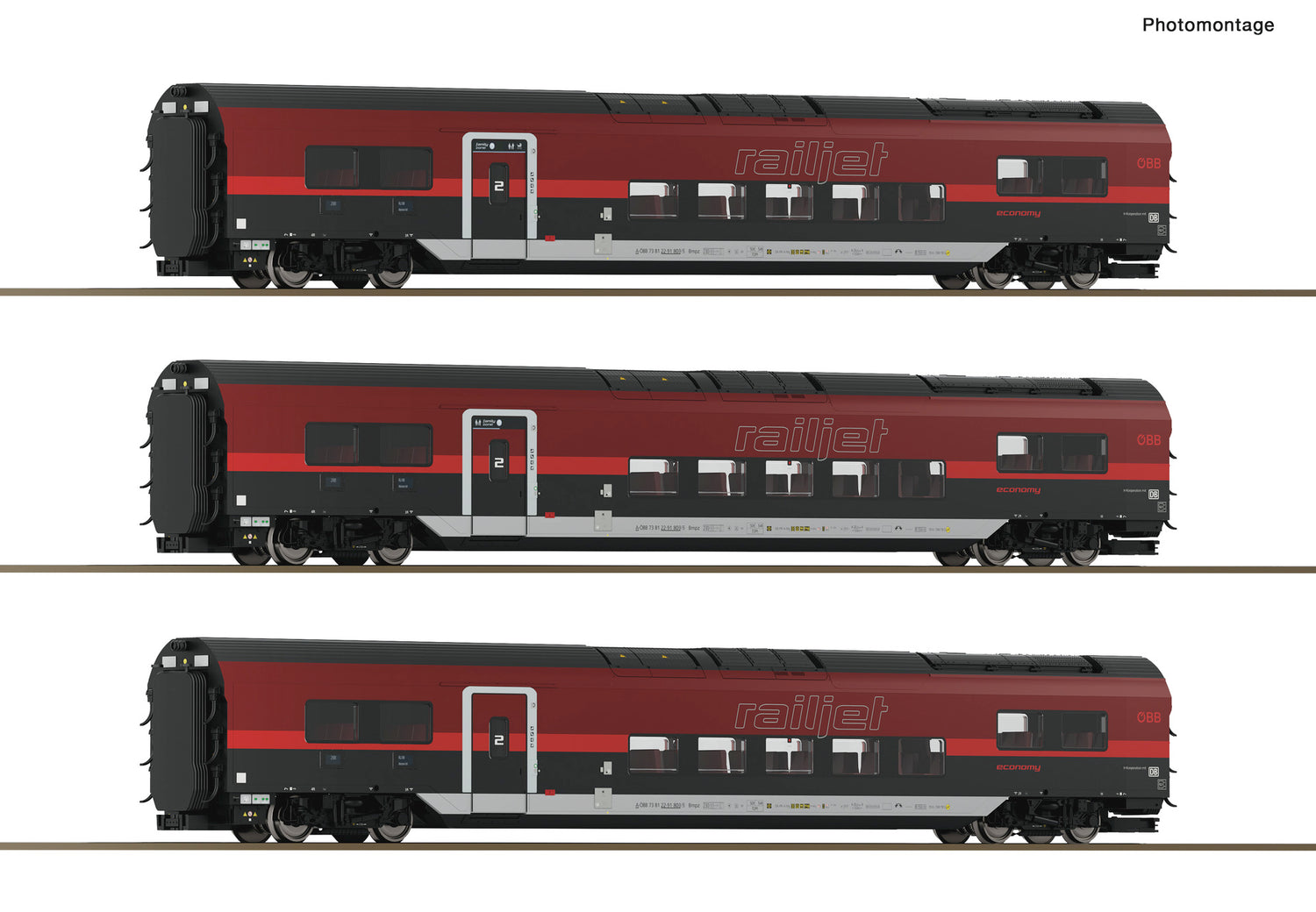Roco HO 6220179 3 piece set (2): Railjet 2  OBB   era VI DC  2026 New Item