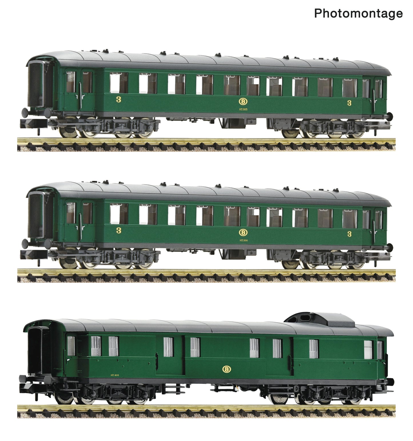 Fleischmann N 6260054 3 piece set: Passenger train  SNCB   era III DC 2025 New Item