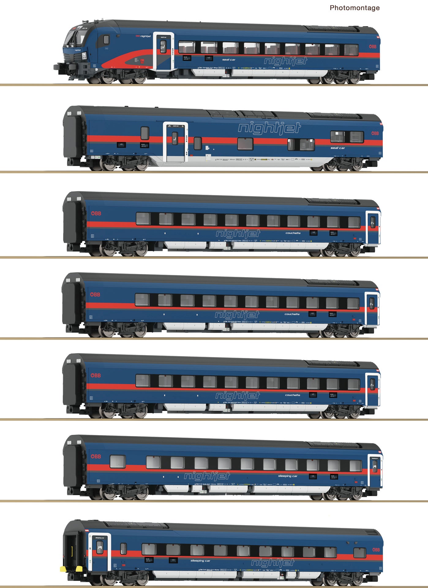 Fleischmann N 6260065 7 piece set: Nightjet  ÖBB   era VI DC 2025 New Item