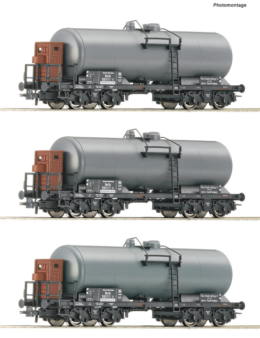 Roco HO 6600062 3-piece set: Tank wagons   era II DC 2025 New Item