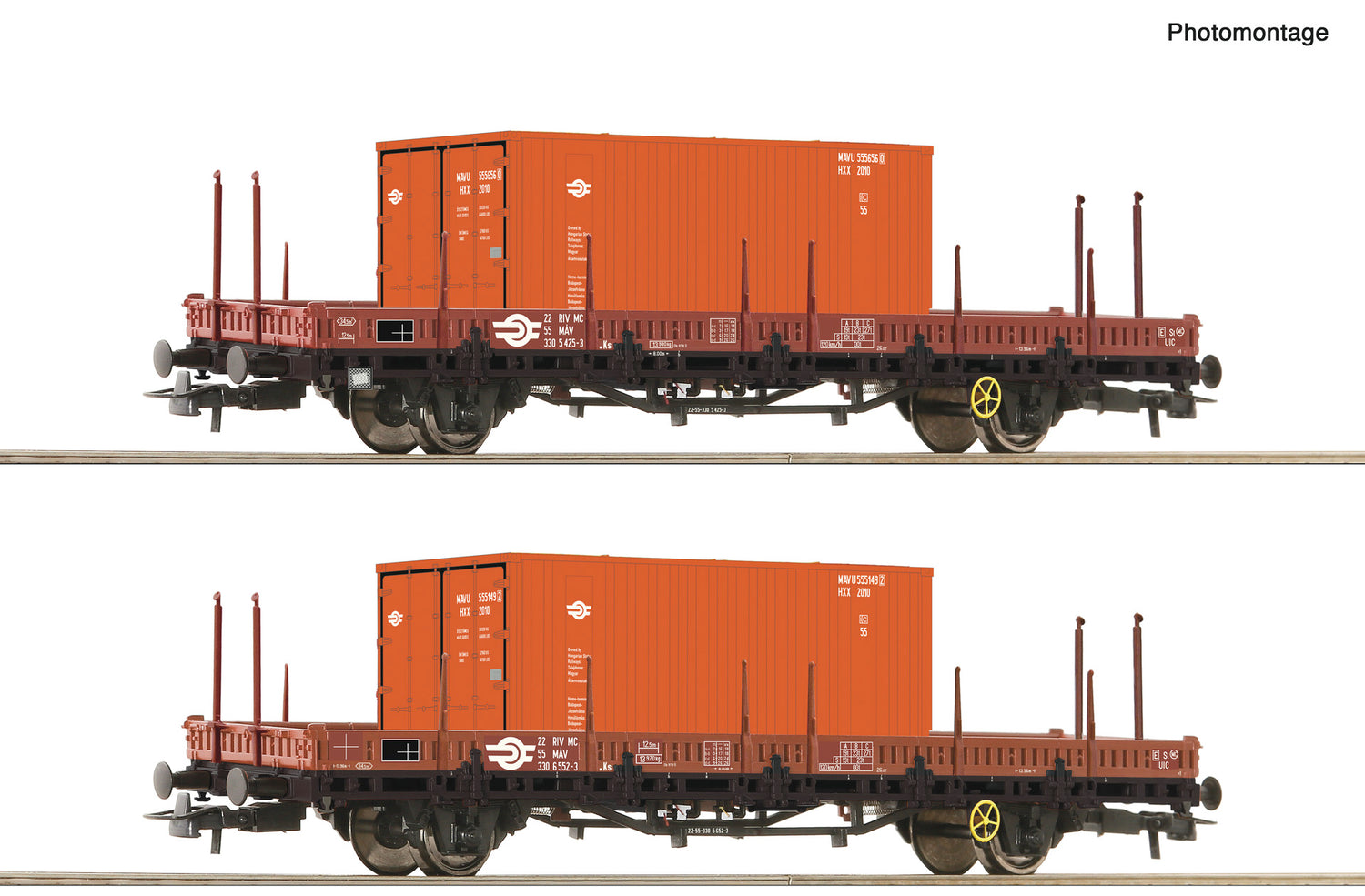 Roco HO 6600076 2-piece set: Swivel stake wagons  MAV   era IV DC 2025 New Item