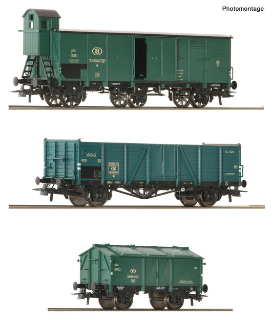 Roco HO 6600079 3 piece set: Goods train SNCB era III DC 2025 New Item