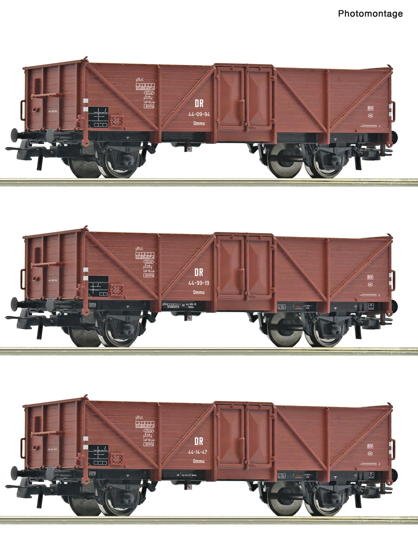 Roco HO 6600115 3-piece set: Open goods wagon  DR   era III DC 2025 New Item