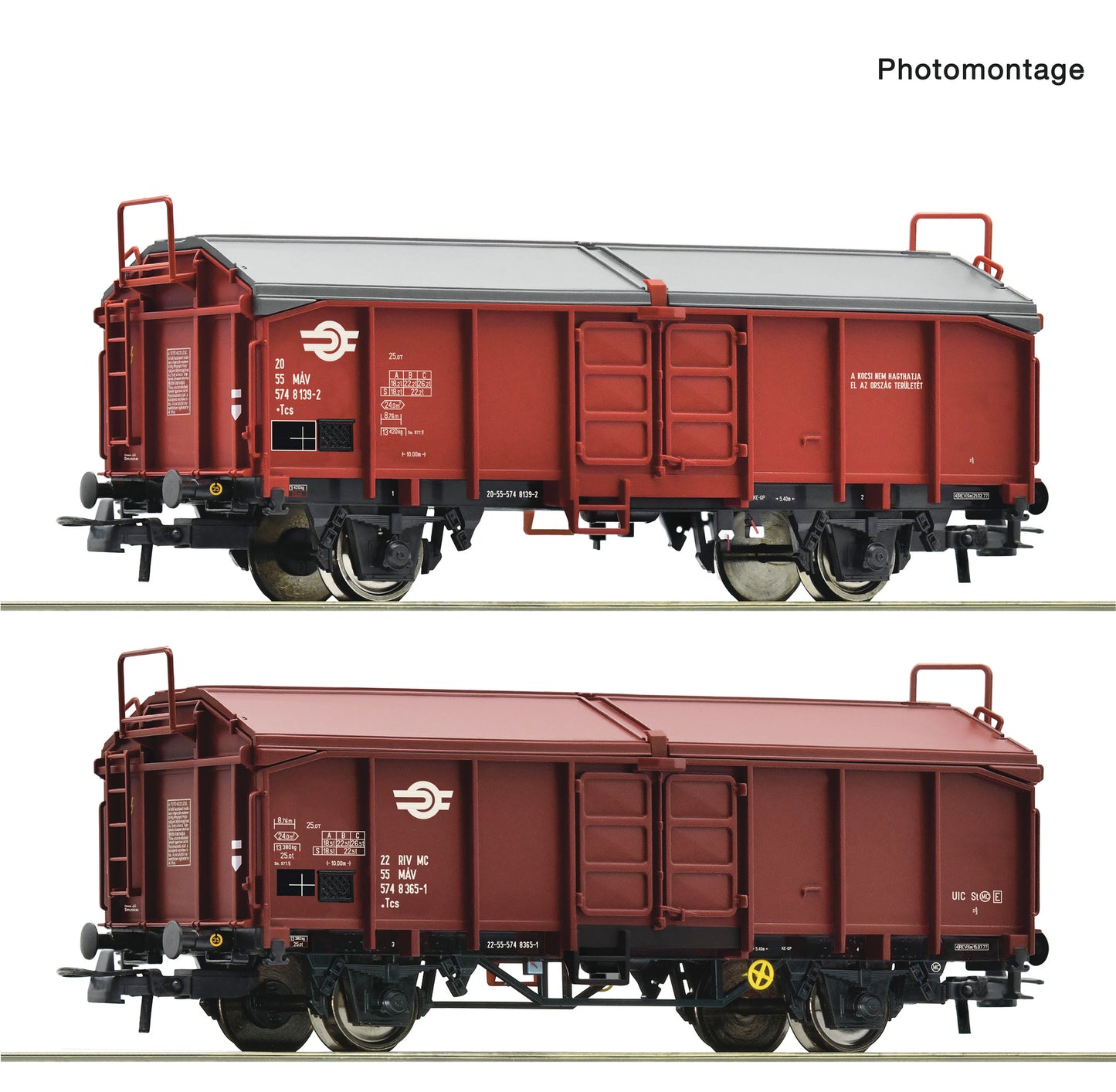 Roco HO 6600116 2 piece set: sliding roof wagons  MAV   era IV DC  Fall 2025 New Item