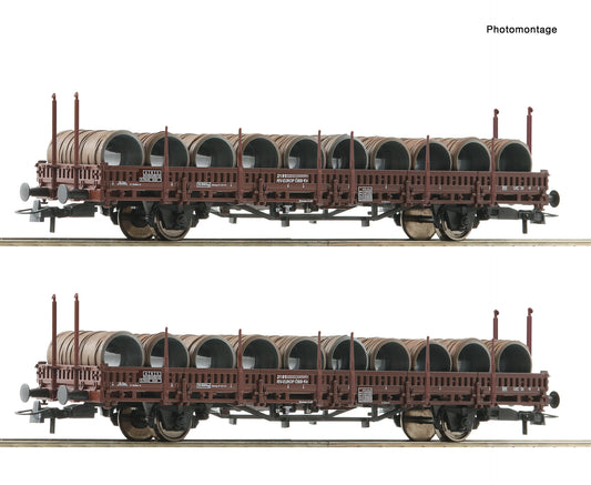 Roco HO 6600120 2-piece set: Swivel-type stake wagons ÖBB era IV DC 2025 New Item