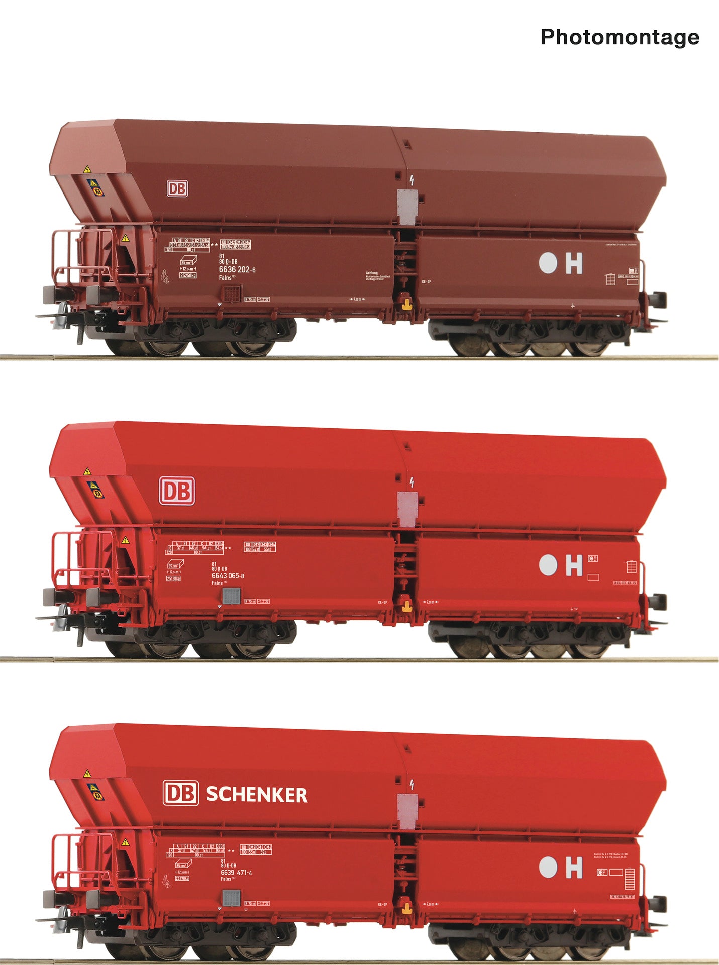 Roco HO 6600135 3 piece set: Self unloading hopper wagons  DB AG   era VI DC 2025 New Item