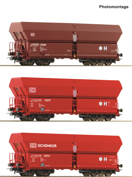 Roco HO 6600135 3 piece set: Self unloading hopper wagons DB AG era VI DC 2025 New Item