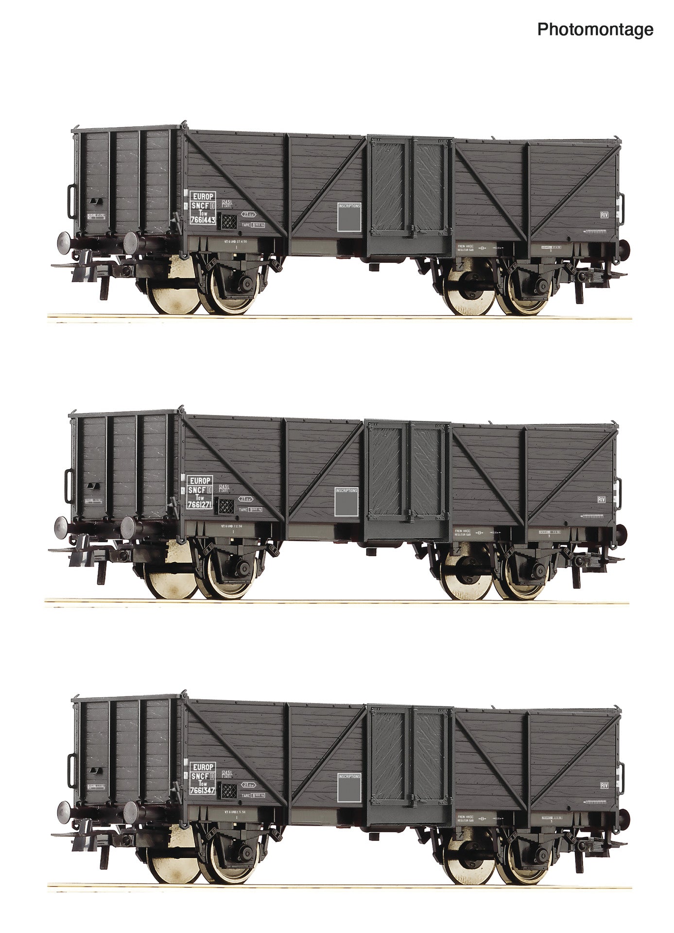 Roco HO 6600141 3 piece set: Open goods wagons  SNCF   era III DC 2025 New Item