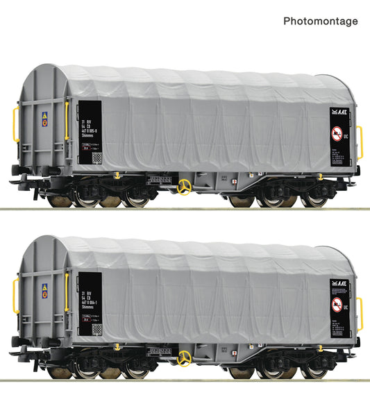Roco HO 6600144 2 piece set: Sliding tarpaulin wagons  CD   era V DC  Fall 2025 New Item