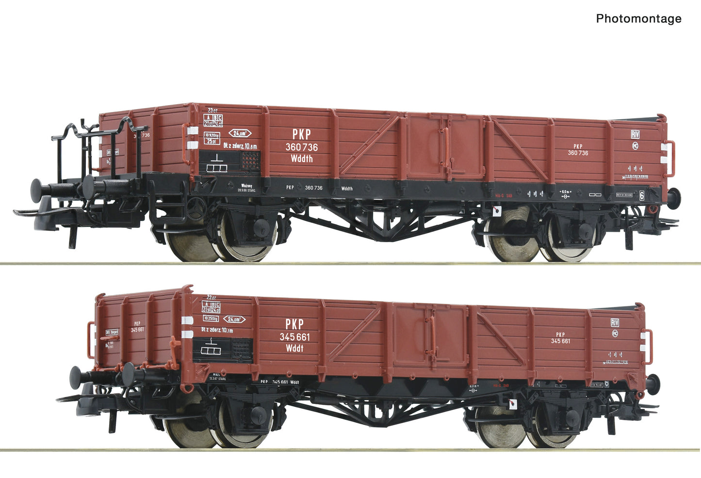 Roco HO 6600150 2-piece set: Open freight wagons  PKP   era III DC 2025 New Item