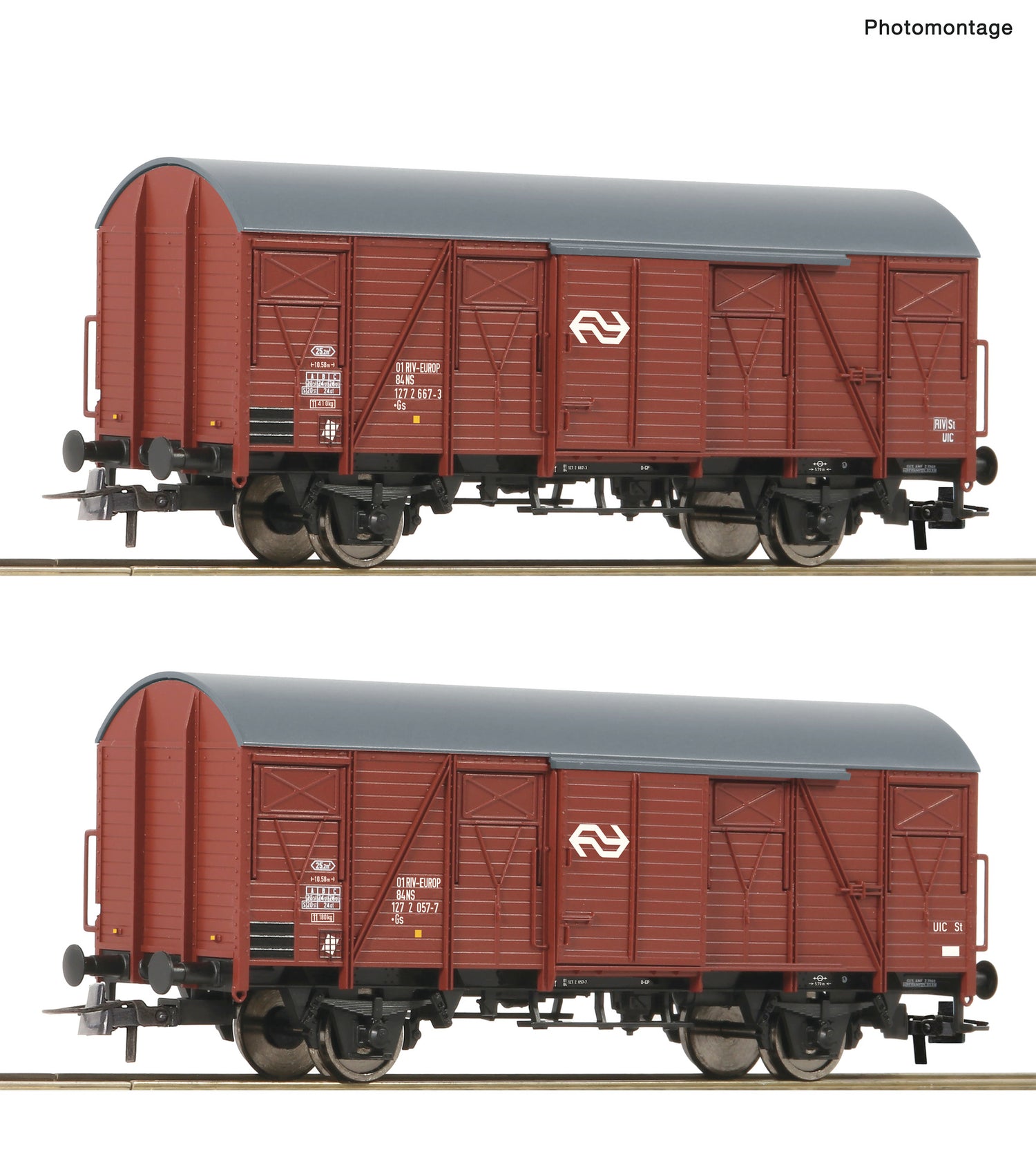 Roco HO 6600151 2 piece set: Covered goods wagon  NS   era IV DC 2025 New Item