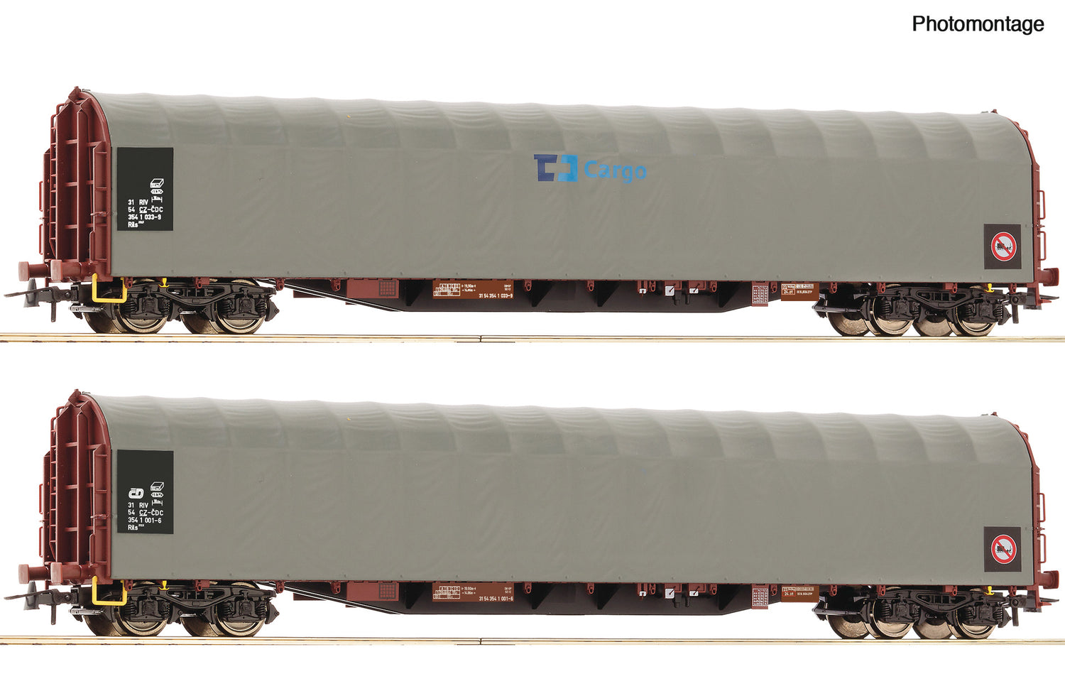 Roco HO 6600159 2 piece set: Sliding tarpaulin wagons  CD   era VI DC  2026 New Item