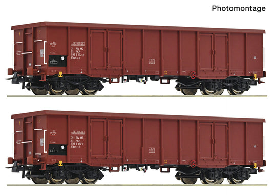 Roco HO 6600171 2 piece set: Open goods wagons PKP era IV DC 2025 New Item
