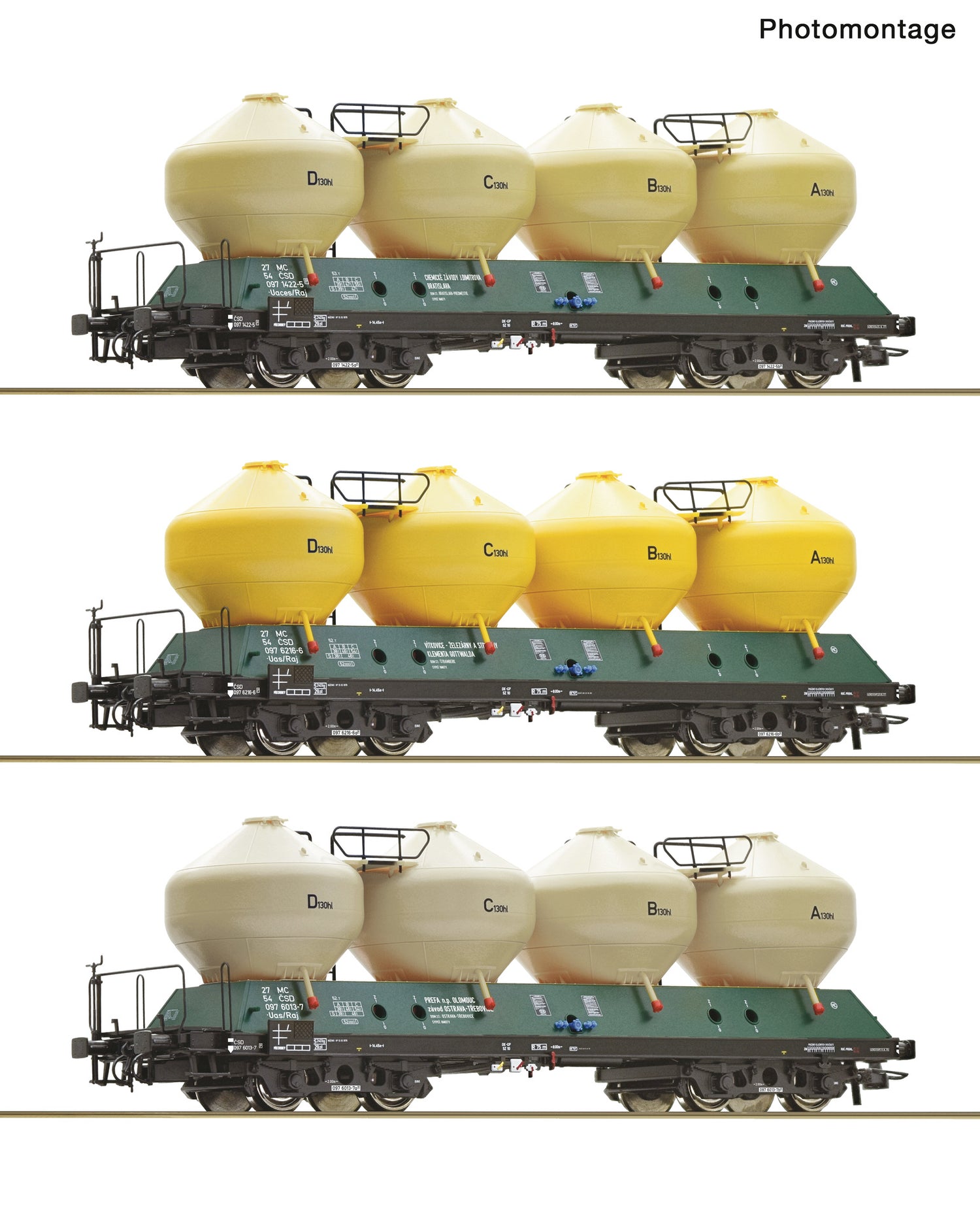 Roco HO 6600177 3 piece set: Silo wagons  CSD   era IV DC 2025 New Item