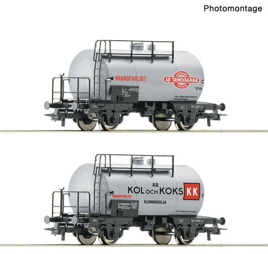 Roco HO 6600193 2 piece set: Tank wagons SJ era 34 DC 2025 New Item