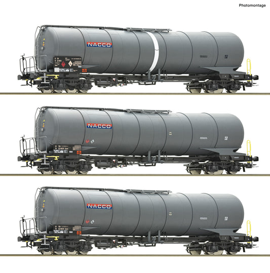 Roco HO 6600197 3 piece set: Tank wagons  NACCO   era VI DC  2026 New Item