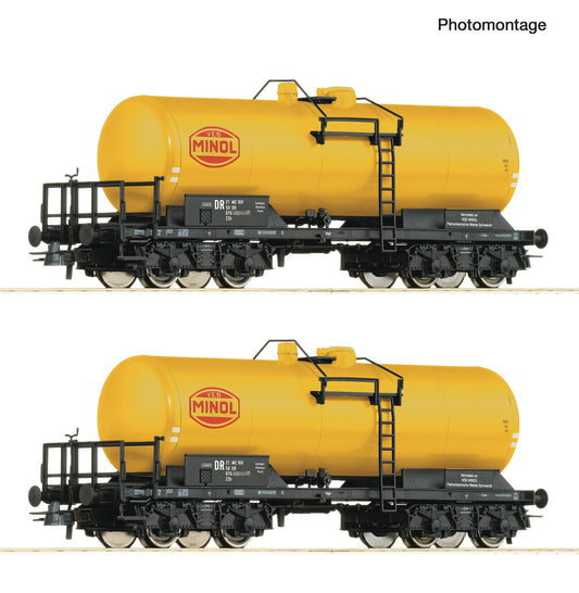 Roco HO 6600199 2 piece set: Tank wagons DR era IV DC 2025 New Item