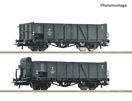 Roco HO 6600216 2 piece set: Open goods wagons  PKP   era III DC  Fall 2025 New Item