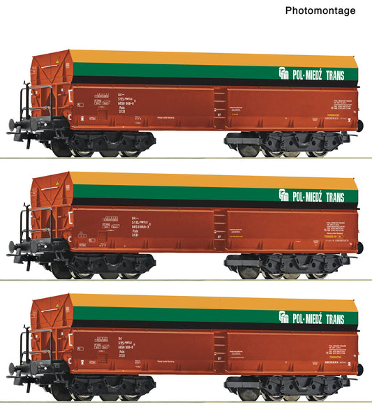 Roco HO 6600218 3 piece set: Self-unloading hopper wagons  PMT   era VI DC  Fall 2025 New Item