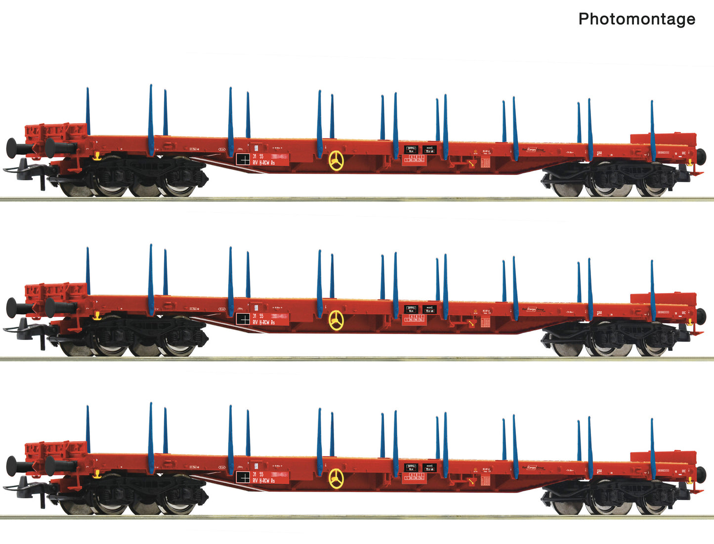 Roco HO 6600219 3 piece set: Stanchion wagons  RCW   era VI DC  Fall 2025 New Item