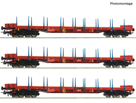 Roco HO 6600219 3 piece set: Stanchion wagons  RCW   era VI DC  Fall 2025 New Item