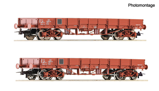 Roco HO 6600224 2 piece set: Low side wagons  SNCF   era III DC  Fall 2025 New Item