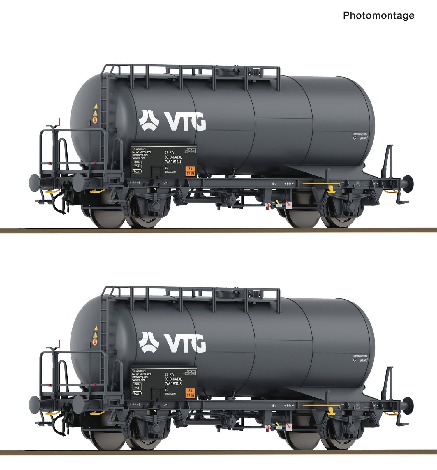 Roco HO 6600246 2 piece set of 'VTG' tank wagons  GATX   era V DC  2026 New Item