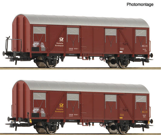 Roco HO 6600248 2 piece set: Covered postal wagons DBP era IV DC Fall 2025 New Item
