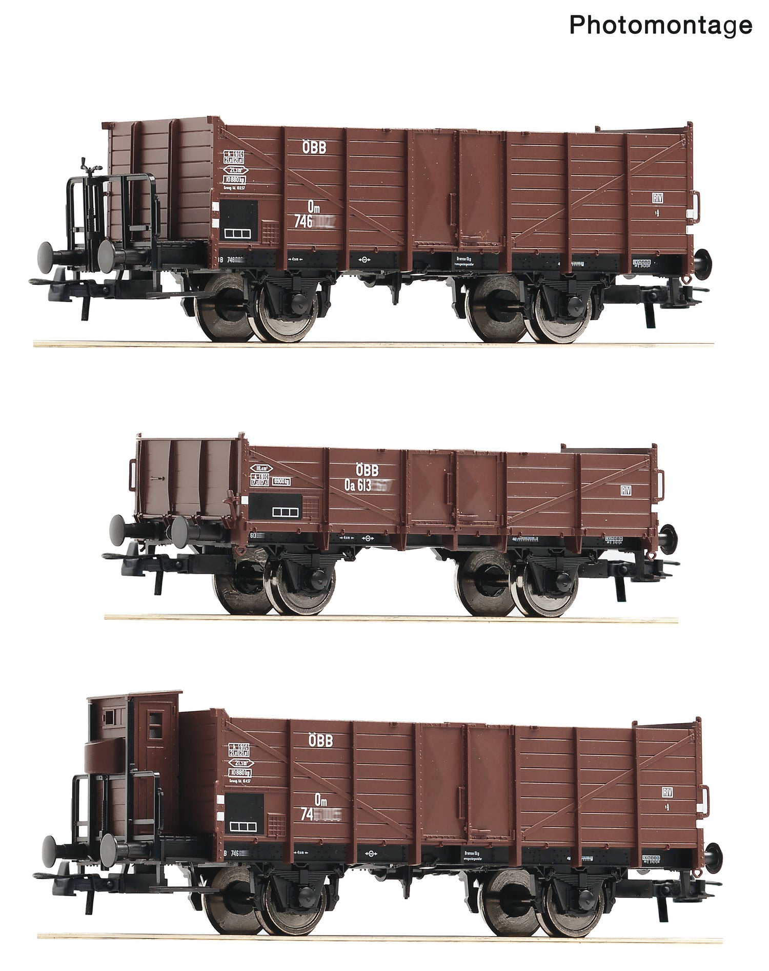 Roco HO 6600250 3 piece set: Open goods wagons  OBB   era III DC  2026 New Item