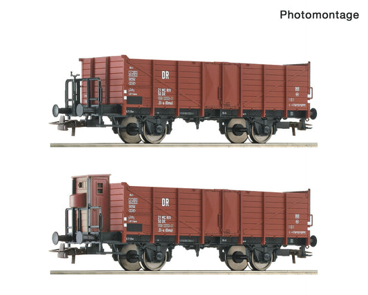 Roco HO 6600253 2 piece set: Open goods wagons  DR   era III DC  2026 New Item