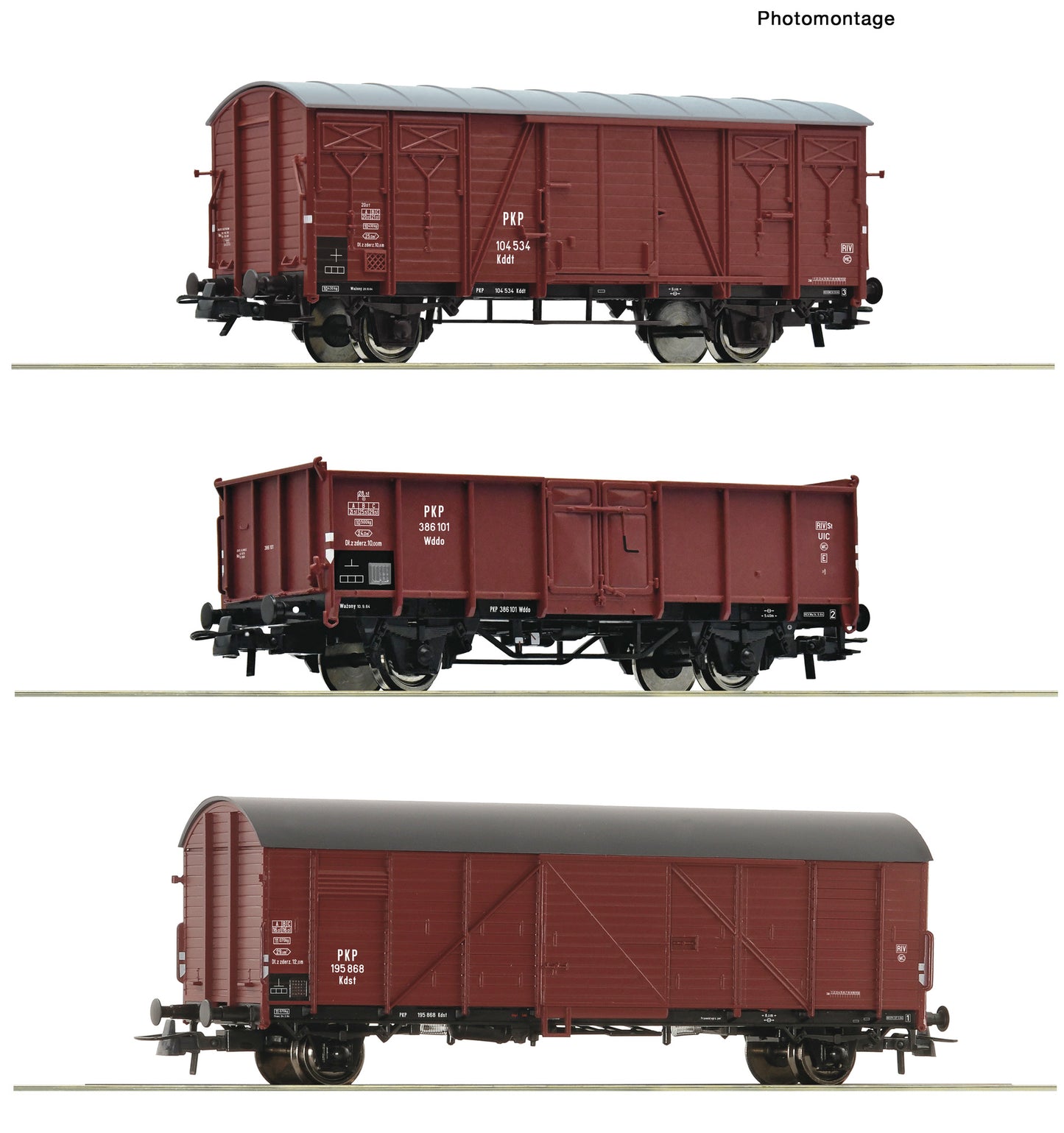 Roco HO 6600273 3 piece set: Goods wagons  PKP   era III DC  2026 New Item