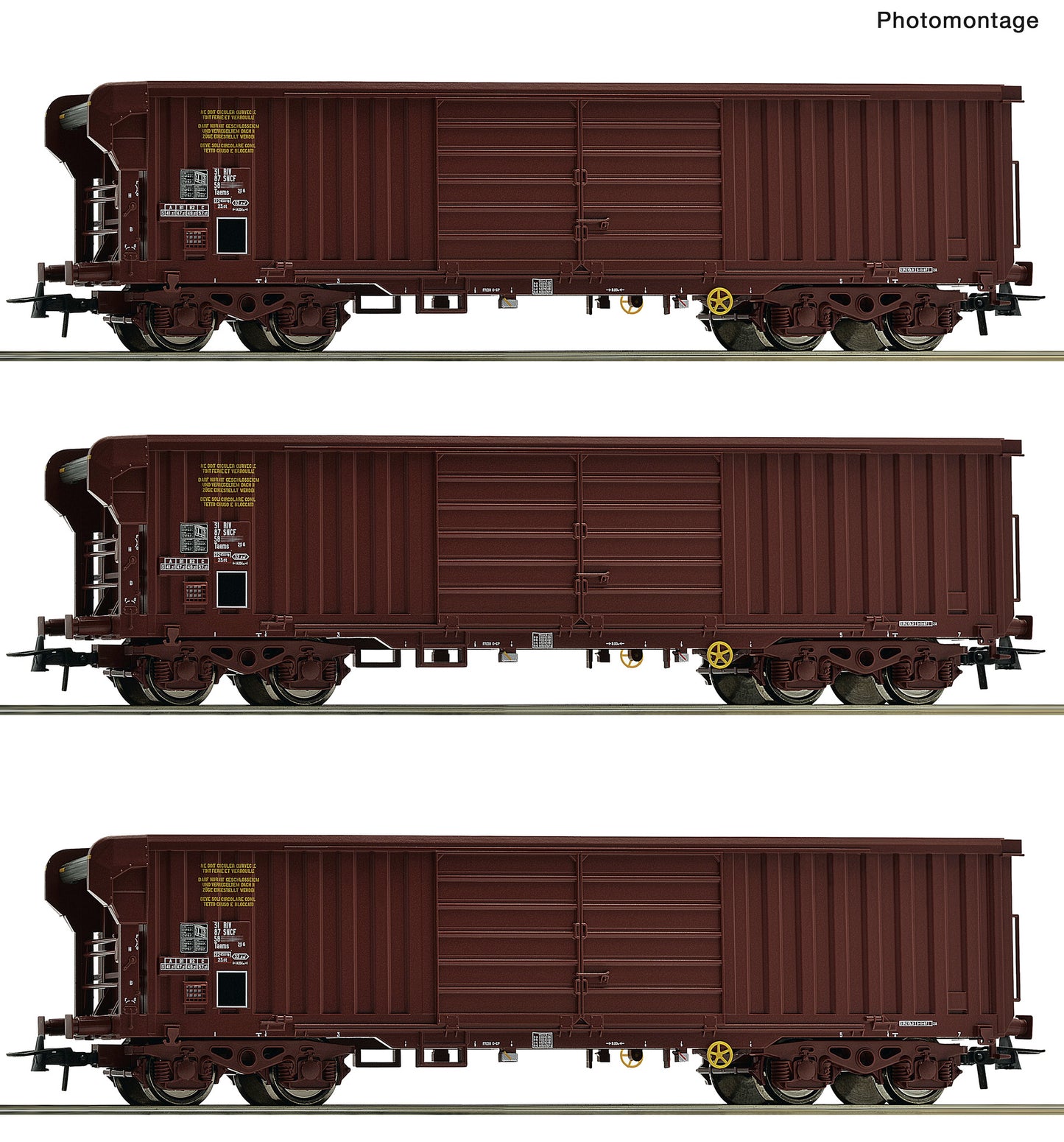 Roco HO 6600285 3 piece set: Rolling roof wagon  SNCF   era IV DC  2026 New Item