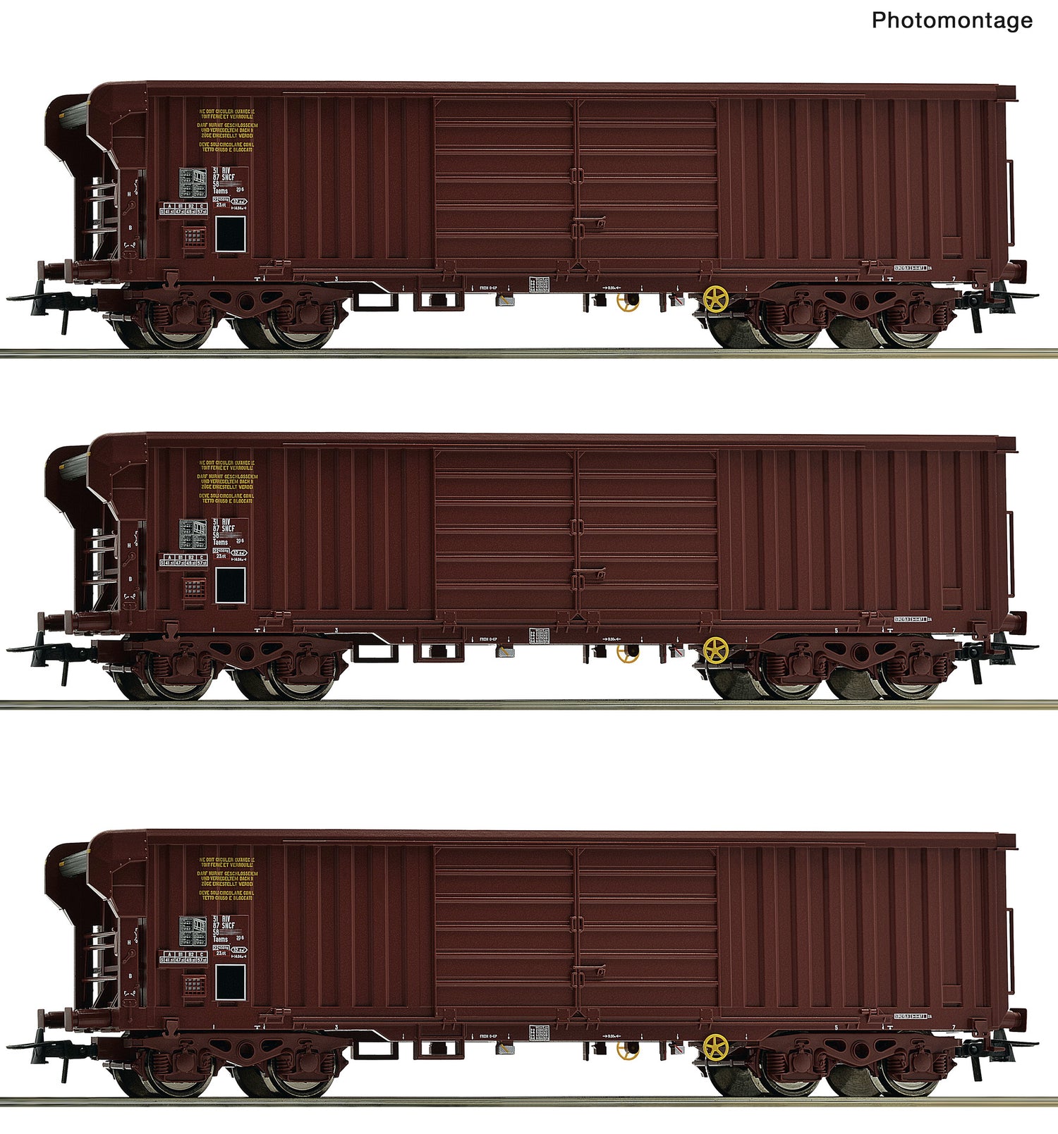 Roco HO 6600285 3 piece set: Rolling roof wagon  SNCF   era IV DC  2026 New Item