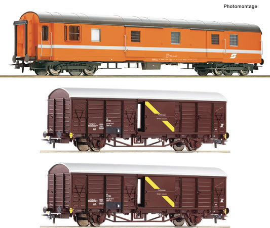 Roco HO 6600294 3 piece set: Postal wagons OBB era 45 DC 2026 New Item