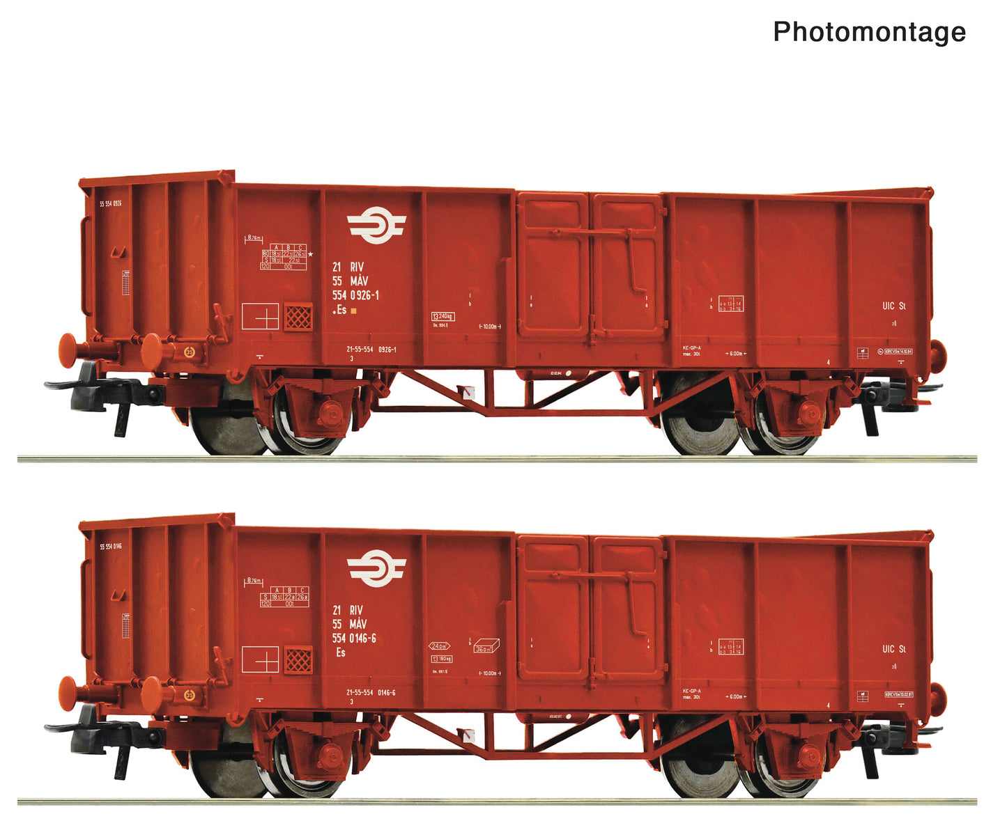 Roco HO 6600301 2 piece set: Open goods wagons  MAV   era V DC  2026 New Item