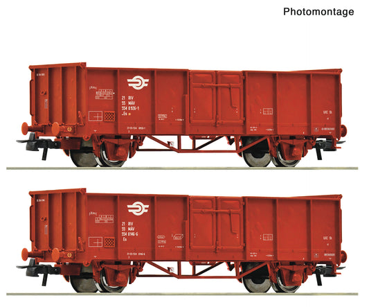 Roco HO 6600301 2 piece set: Open goods wagons  MAV   era V DC  2026 New Item