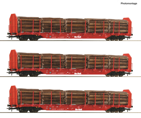 Roco HO 6600318 3 piece set: Stanchion wagons  OnRail   era VI DC  2026 New Item