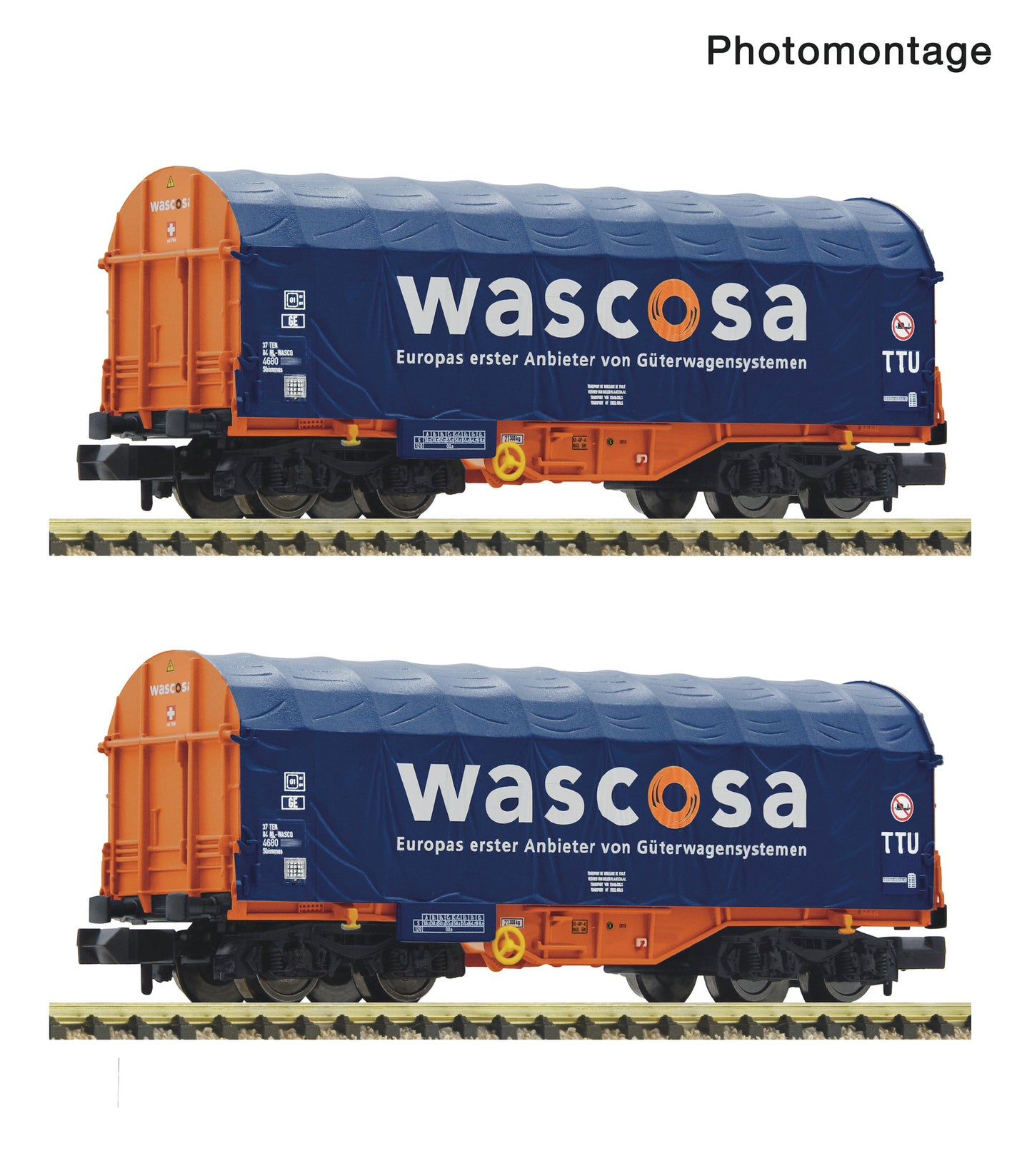 Fleischmann N 6660105 2 piece set: Slide tarpaulin wagons  Wascosa   era VI DC 2025 New Item