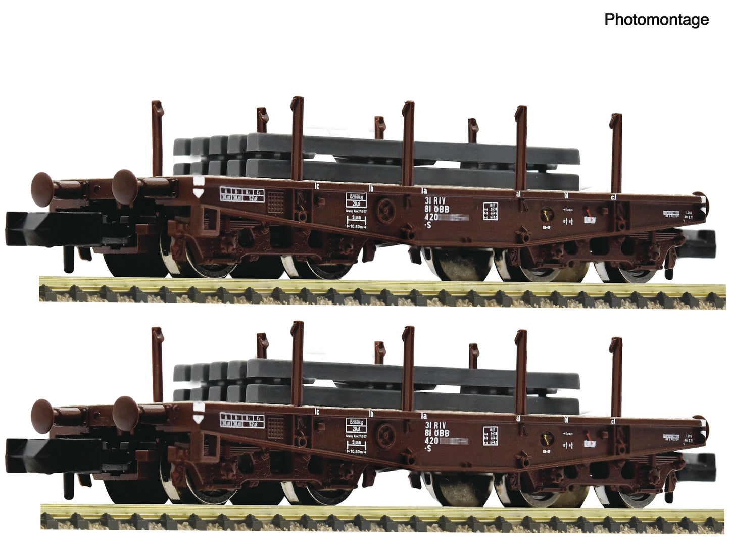 Fleischmann N 6660135 2 piece set: Heavy-duty flat wagon  ÖBB   era IV DC  Fall 2025 New Item