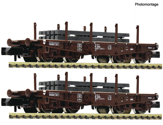 Fleischmann N 6660135 2 piece set: Heavy-duty flat wagon OBB era IV DC 2026 New Item