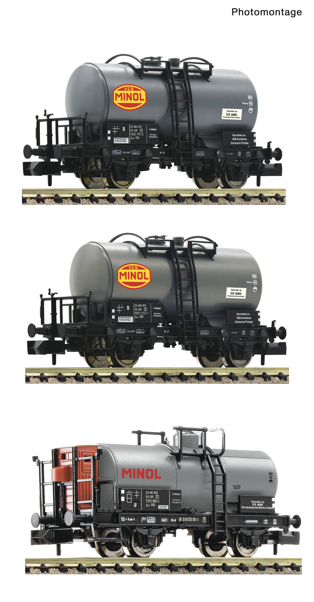 Fleischmann N 6660152 3 piece set: Tank wagons  DR   era IV DC  2026 New Item