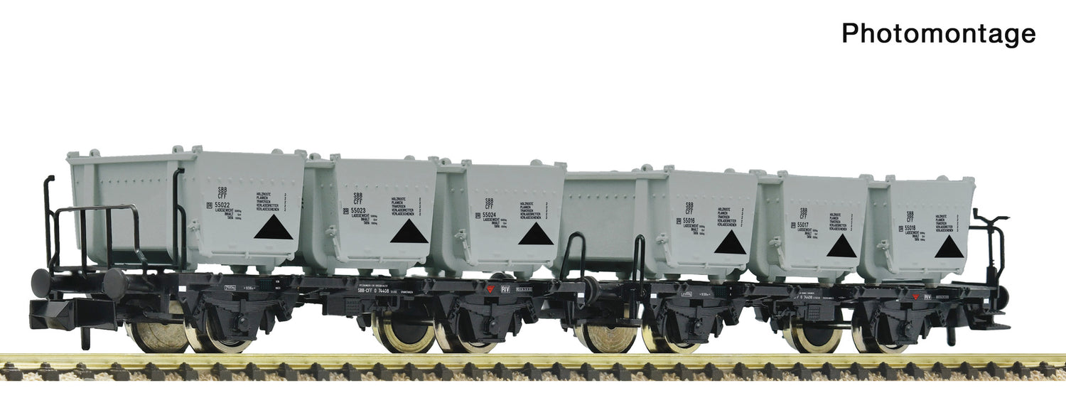 Fleischmann N 6660154 2 piece set: Container carrier wagons  SBB   era III DC  2026 New Item