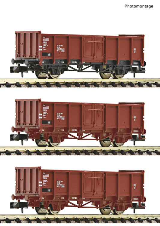 Fleischmann N 6660156 3 piece set: Open goods wagons DR era IV DC 2026 New Item