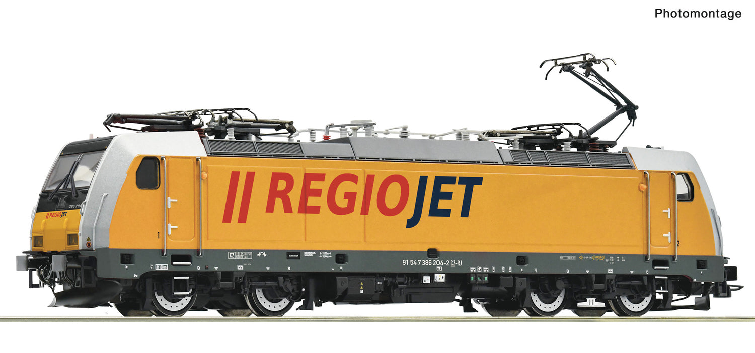 Roco HO 7500102 Electric locomotive 386 204-2  Regiojet   era VI DC 2025 New Item