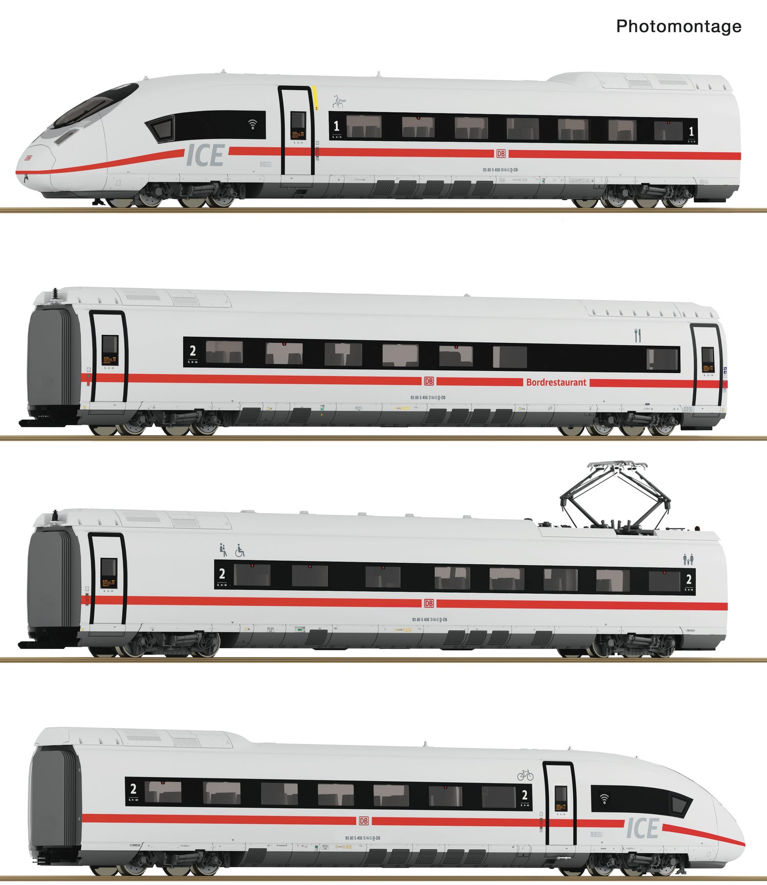 Roco HO 7700017 4 piece set: Electric multiple unit ICE 3neo (Class 408)  DB AG   era VI DC 2025 New Item