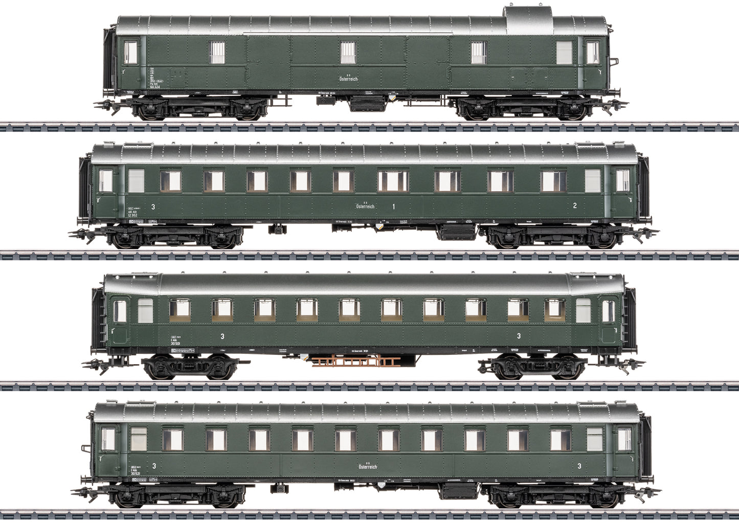 Marklin H0 42525 Passenger Car Set for Steam Locomotive 12.11