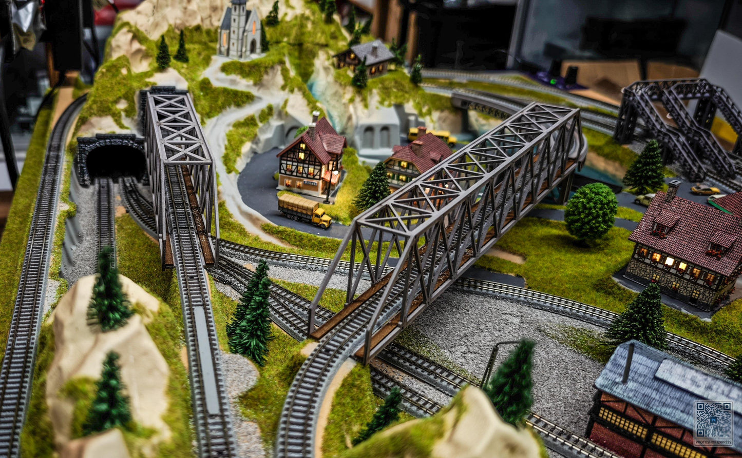 NOCH Z Finished European Cortina Layout 39x27 Custom Buildings,  Overpass.