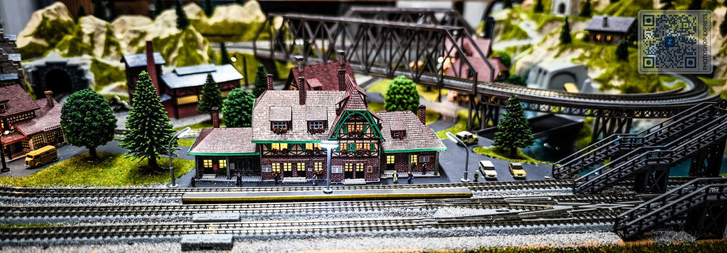 NOCH Z Finished European Cortina Layout 39x27 Custom Buildings,  Overpass.