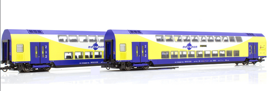 Roco HO 6220106 2-piece set: Double-decker metronom coaches era VI AC
