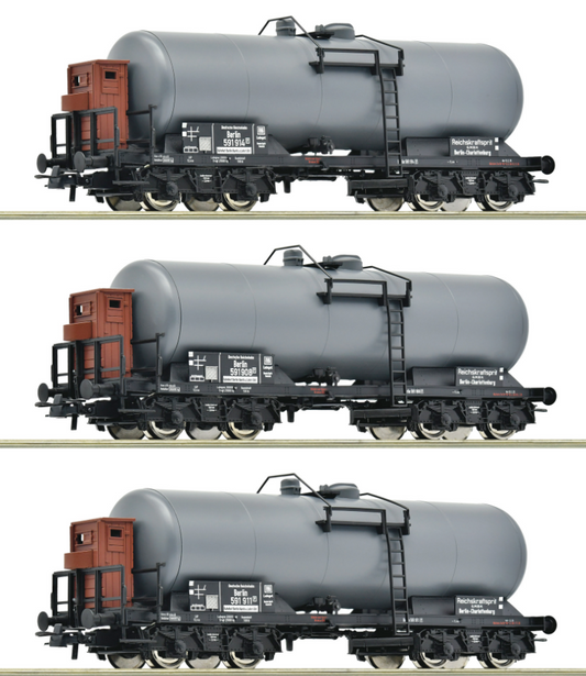 Roco HO 6600062 3-piece set: Tank wagons era II DC 2025 New Item